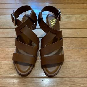 Brown wedge sandals
